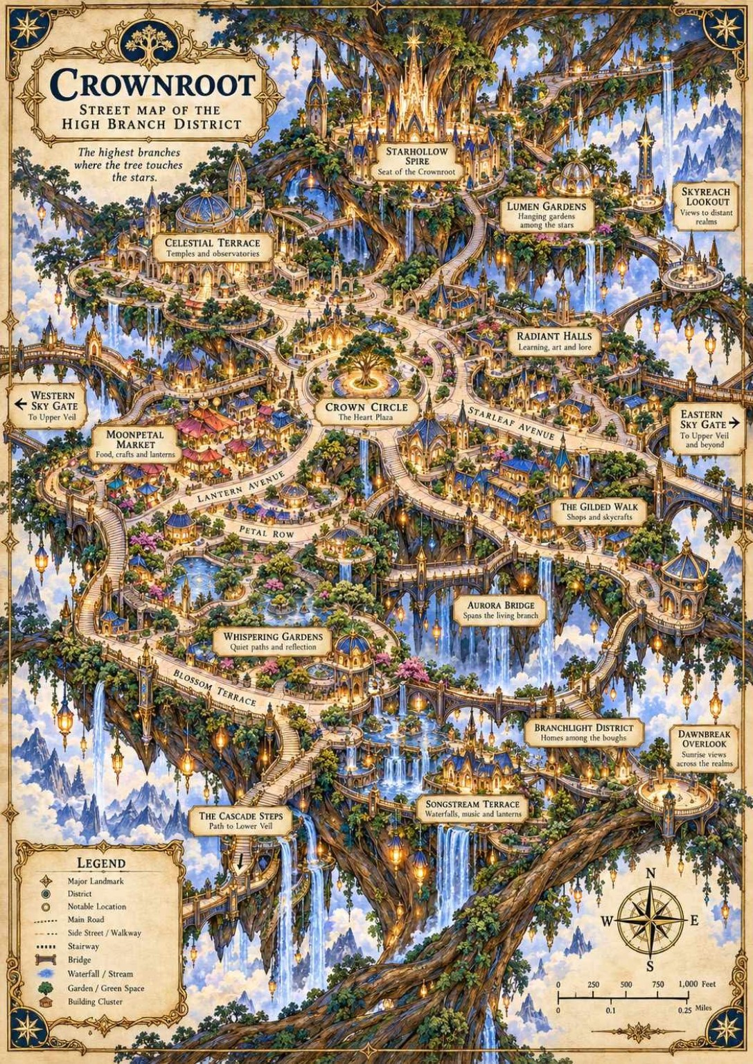 Crownroot street map from The City Between Clouds