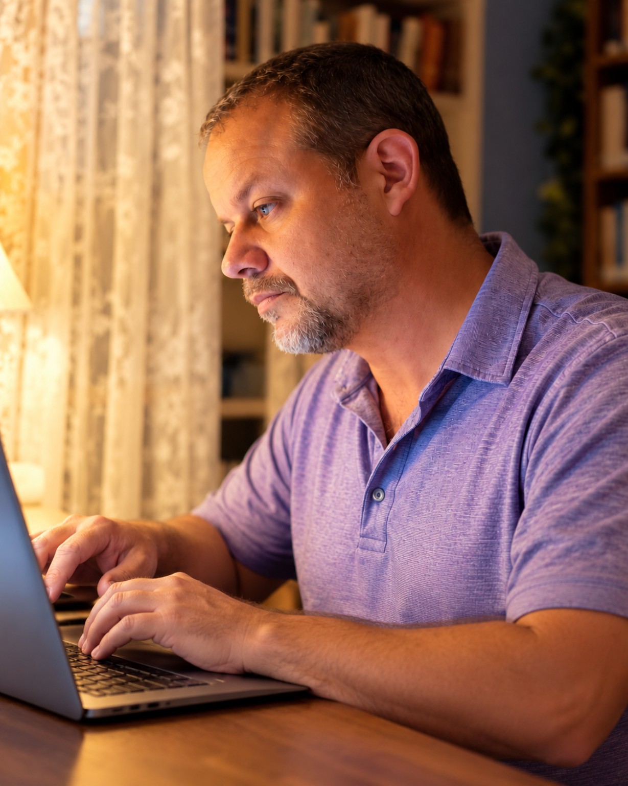 Jason Pingel writing at his laptop